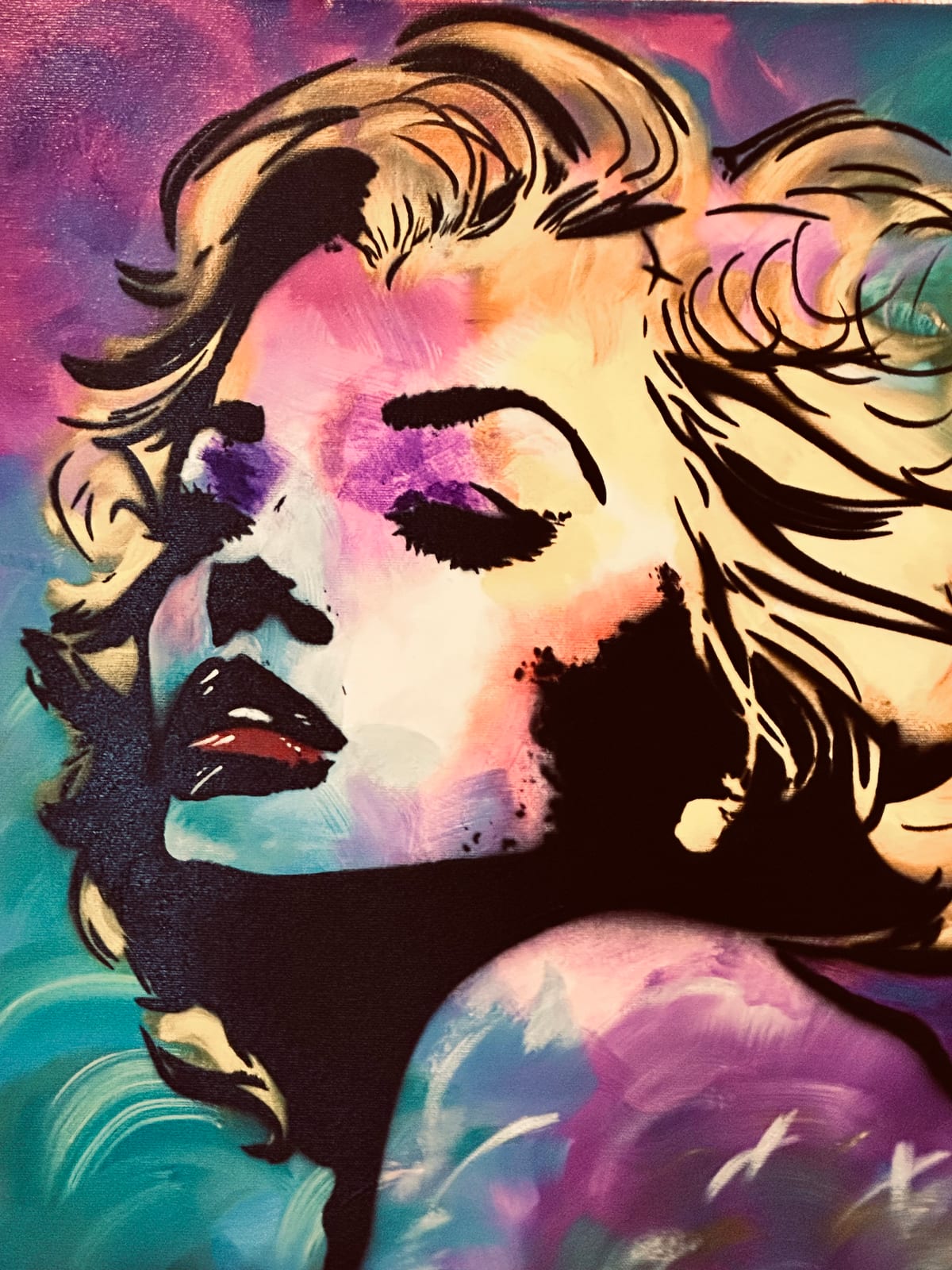 Dreaming in Color — acrylic and stencil on canvas by Leah Larremore